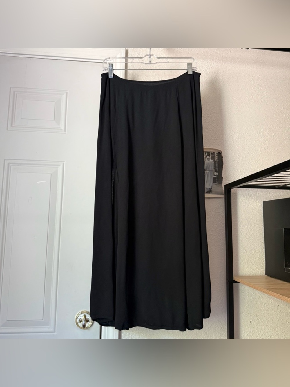 REFORMATION black viscose rayon high slit midi maxi skirt